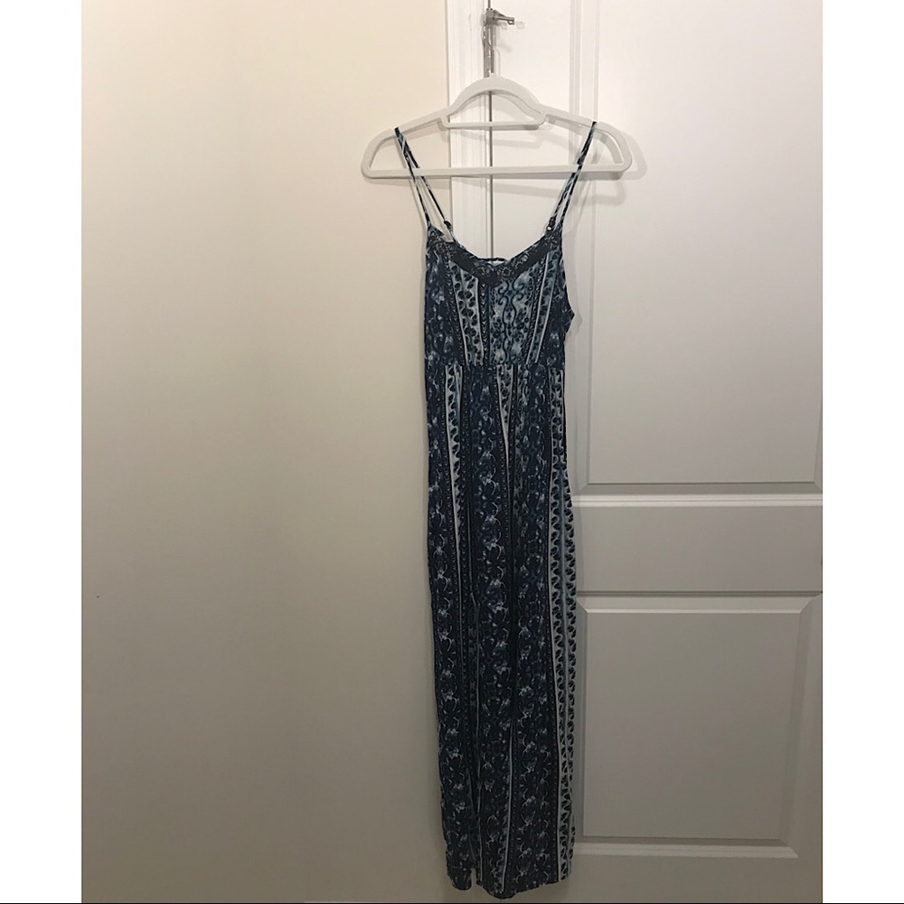 Blue Pattern Maxi with Side Slits